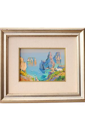 Painting of the Monacone rock of Capri and the Faraglioni Antonio Palomba | MONACONEBIANCO